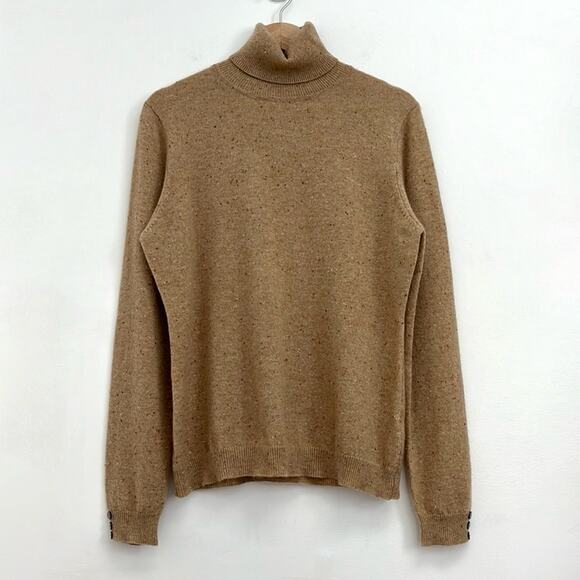 Brodie Cashmere Neutral Speckled Roll Neck Turtleneck Sweater Luxury Soft Large - Picture 13 of 13